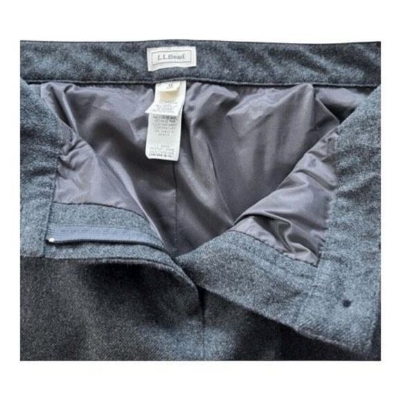 LL Bean High Waist Dress Pants Women12 PETITE Grey Tweed Straight Pockets Lined - Picture 7 of 11